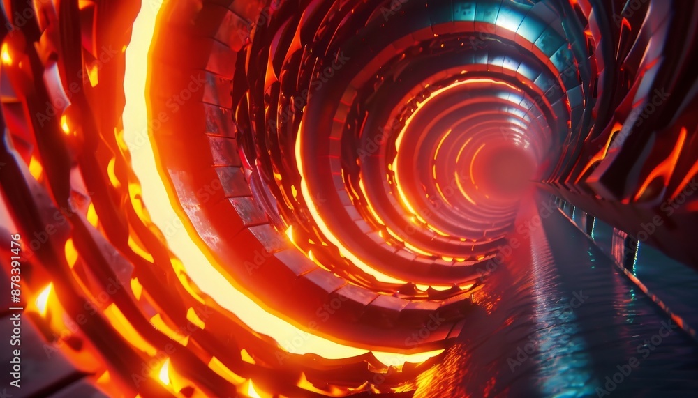 Aufkleber abstract futuristic tunnel with glowing red and blue lights. a 3d rendering of a sci-fi corridor.