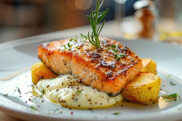 Creamy Baked Salmon with Roasted Potatoes