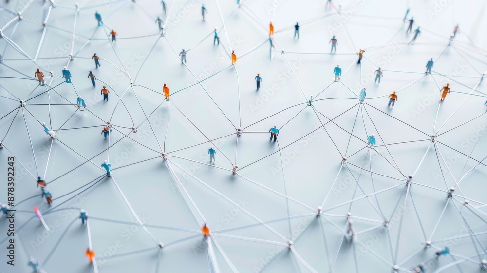 Poster abstract network of interconnected pins, representing relationships and connections. a visual metaph