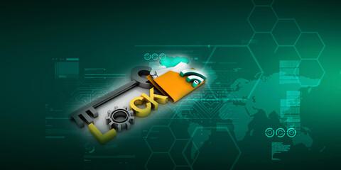 Fototapeta premium 3d illustration WiFi symbol with folder lock
