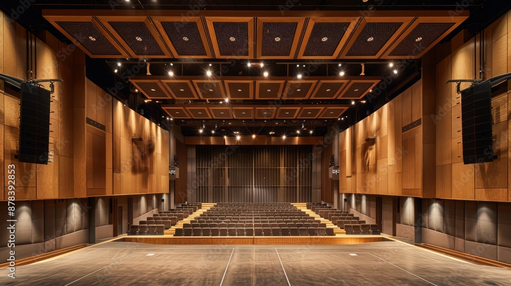 Poster blueprints with acoustical specifications and soundproofing strategies optimize room acoustics, nois