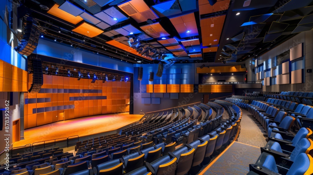 Poster blueprints with acoustical specifications and soundproofing strategies optimize room acoustics, nois