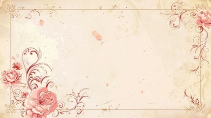 Vintage Beige and Pink Invitation Card