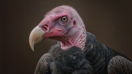 Close-up of a vulture's bald head