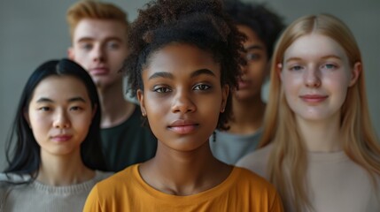 Fototapeta premium Diverse Group of Young Friends Standing Together Looking Confident and United