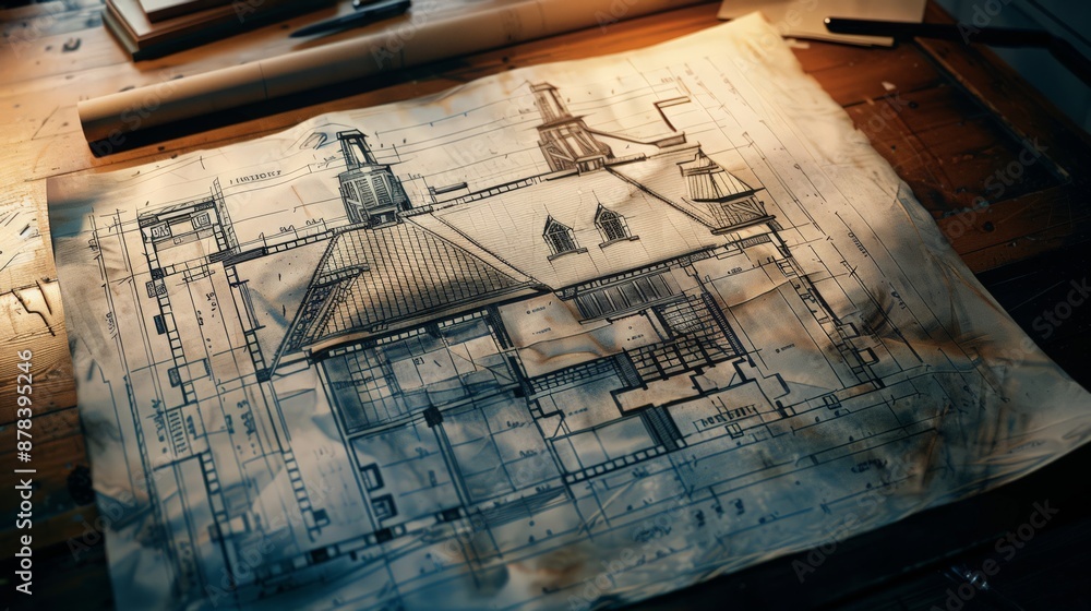 Poster compare traditional hand-drawn blueprints with computer-generated ones.