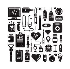 HEALTHY LIFESTYLE AND FITNESS ICON SET vector illustration 