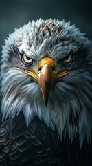 Fototapeta premium Illustration of a majestic bald eagle staring with piercing yellow eyes, showcasing its powerful beak and intricate feather details