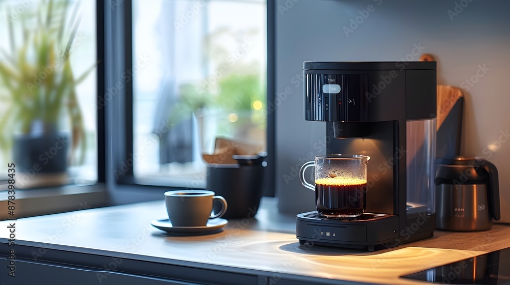 Poster compact programmable smart coffee maker with automated brewing for home and office convenience