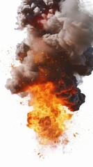 Fire burning is creating a massive explosion of smoke, embers and flames, engulfing the surroundings in a fiery inferno