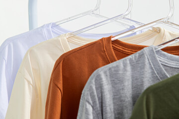 cotton t-shirts hanging blank design mockup