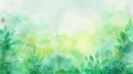 Obraz premium This image features an abstract green watercolor background with hints of leaves and foliage, creating a calming and fresh visual experience, perfect for various decorative purposes.