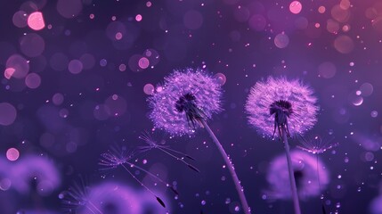 dandelion seeds with dew against a starry sky generative ai