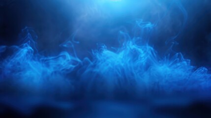 A visually engaging digital depiction of blue smoke rising, twisting, and swirling in darkness, conveying an abstract, moody, and ethereal ambiance.