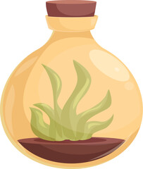 Glass bottle containing a growing plant, representing the concept of nature preservation and environmental conservation