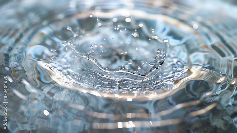 Aufkleber close-up of a water splash creating ripples in a clear liquid, capturing the essence of motion and f