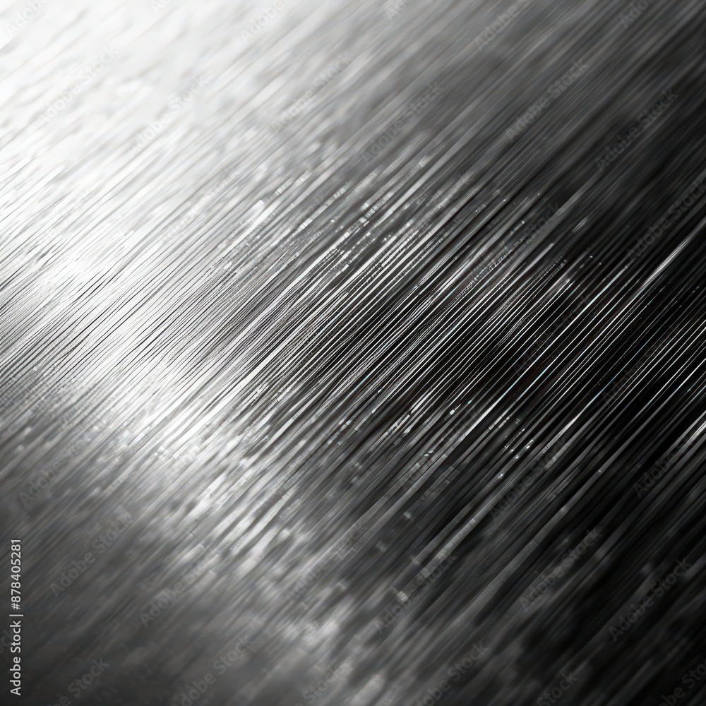 Poster close-up of the texture of a smooth, shiny metal surface with diagonal lines and highlights in monoc