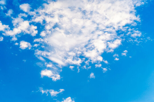 Blue sky with white clouds. Texture.