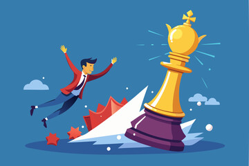 Chess pawn defeats king with game-changing strategy, innovation for business competition victory concept