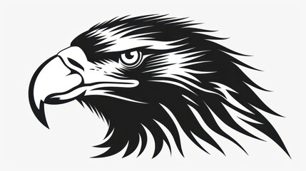 Obraz premium black and white eagle head silhouette stylized tattoo design majestic bird of prey vector illustration
