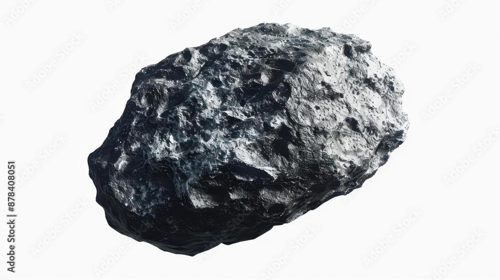 Poster celestial wanderer isolated asteroid with detailed texture floating in white void space themed 3d re