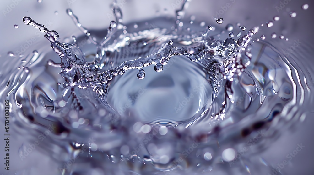 Poster close-up of a water splash with droplets in motion, creating a mesmerizing pattern. perfect for back