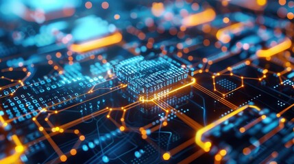 Obraz premium Circuit board. Technology background. 3d rendering abstract