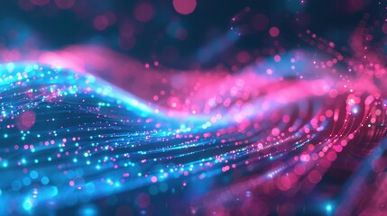 3d rendering of glowing particles in empty space with depth of field and bokeh. Futuristic background with depth of field and bokeh effect. 3d illustration of glowing particles in space with dep