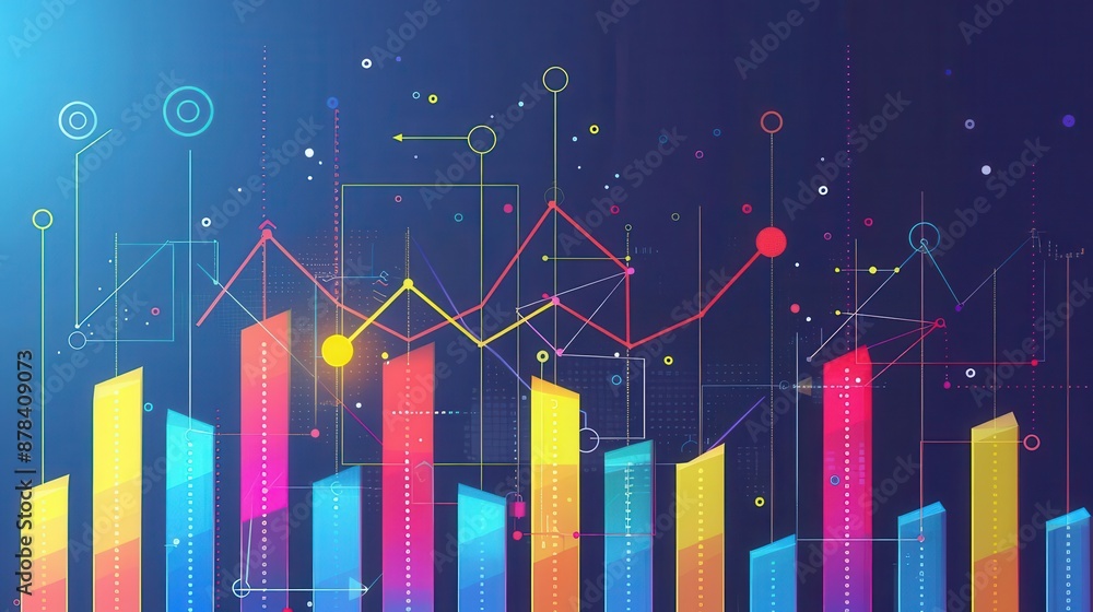 Aufkleber colorful business graph and chart for financial data analysis and reporting abstract vector illustra