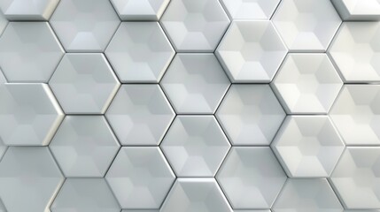 Fototapeta premium A sleek white wide hexagon background in a 3D illustration, ideal for modern design projects and presentations.
