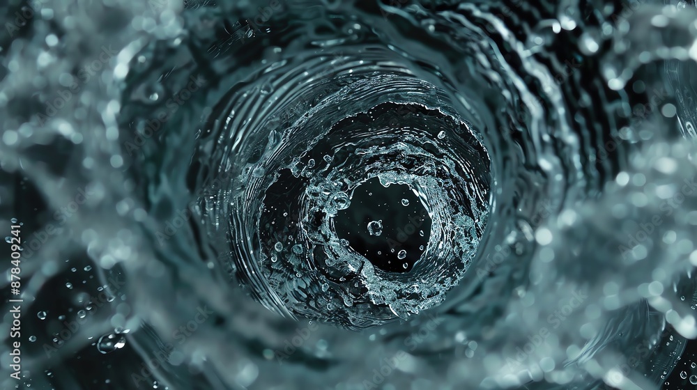 Poster close-up of a whirlpool creating a vortex of water, showcasing the dynamic and powerful movement in 
