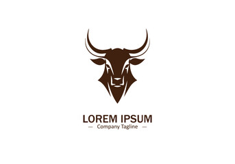 Minimal and abstract bull logo icon buffalo vector bison silhouette