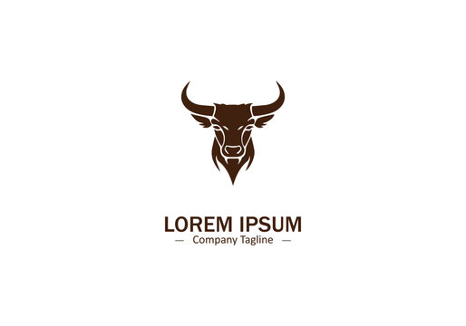 Minimal and abstract bull logo icon buffalo vector bison silhouette isolated on white background