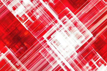 Modern red and white abstract 3D background with squares, textured geometric backdrop for digital projects. Geometric shapes overlap. Futuristic neon grid. Vibrant electric colors on dark canvas.  