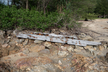 Marine pollution garbage on the beach