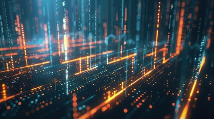 Obraz premium dynamic financial growth visualization 3d rendering of ascending stock market chart with glowing lines and data points futuristic aesthetic conveying success analysis and economic progress