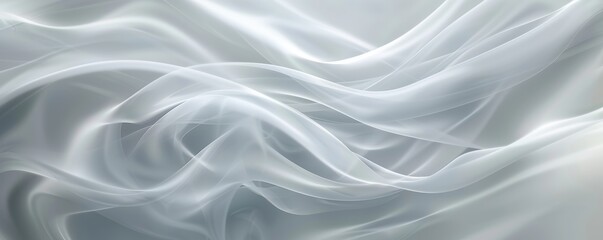 Fototapeta premium Flowing white fabric creates elegant abstract background with smooth shapes and gentle curves, evoking purity and sophistication, ideal for beauty and fashion projects