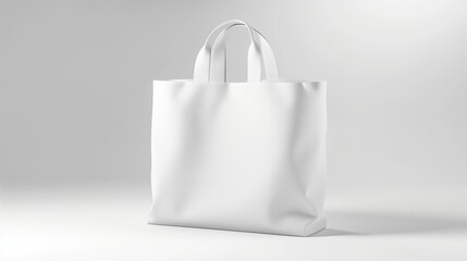 Mockup of white tote bag isolated on white background.