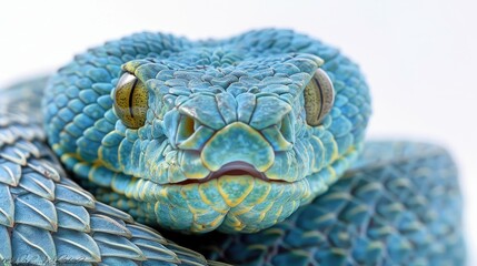 Obraz premium Close-up of a Striking Blue Viper Snake