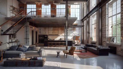 beauty of industrial lofts, where raw materials meet contemporary design.