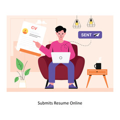 Submits Resume Online concept flat style stock illustration with background. EPS 10 File