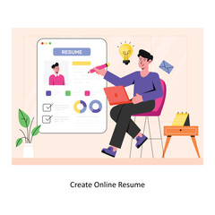 Create Online Resume concept flat style stock illustration with background. EPS 10 File