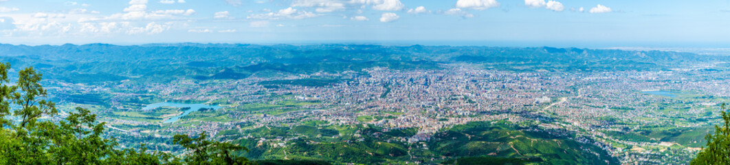 A panorama view from Dajti mountain above Tirana, Albania in summertime