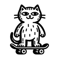 skateboarder cat funny doodle sketch