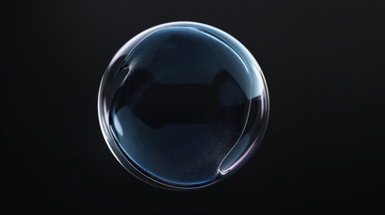 Transparent bubbles floating in a mysterious and deep black background