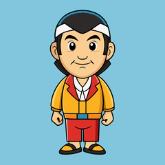 Obraz premium vector illustration of japanese man