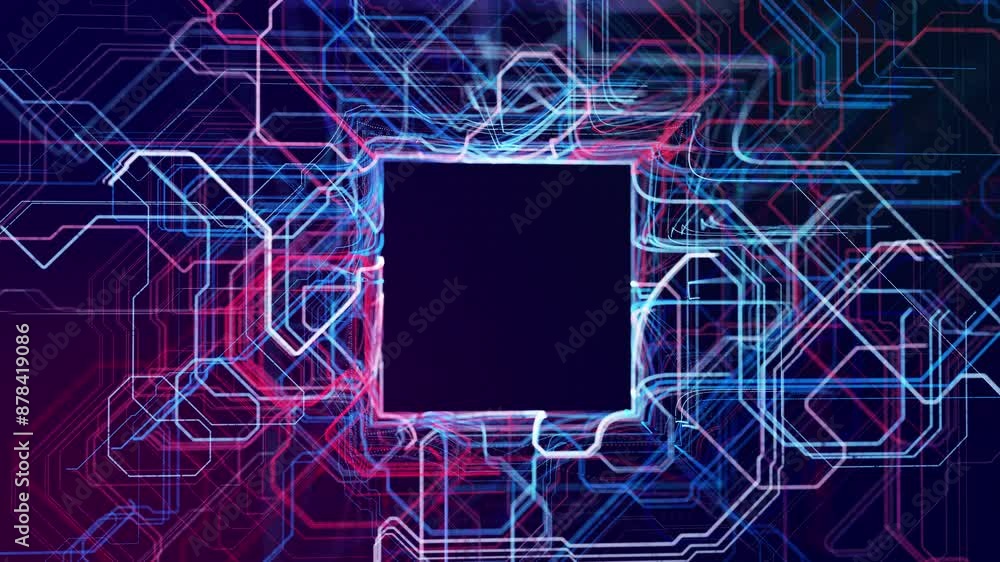 Poster info concept lines, nodes, copy space. vj loop hologram abstract background sci fi theme, informatio