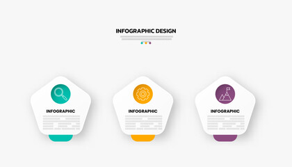 Modern business infographic template with 3 options or steps icons.