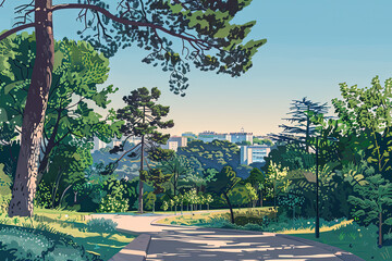 Fototapeta premium Serene Beauty of Parc de la Tête d'Or: A First-Person Perspective