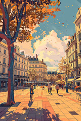 Fototapeta premium First-Person Journey: Place de la Comédie